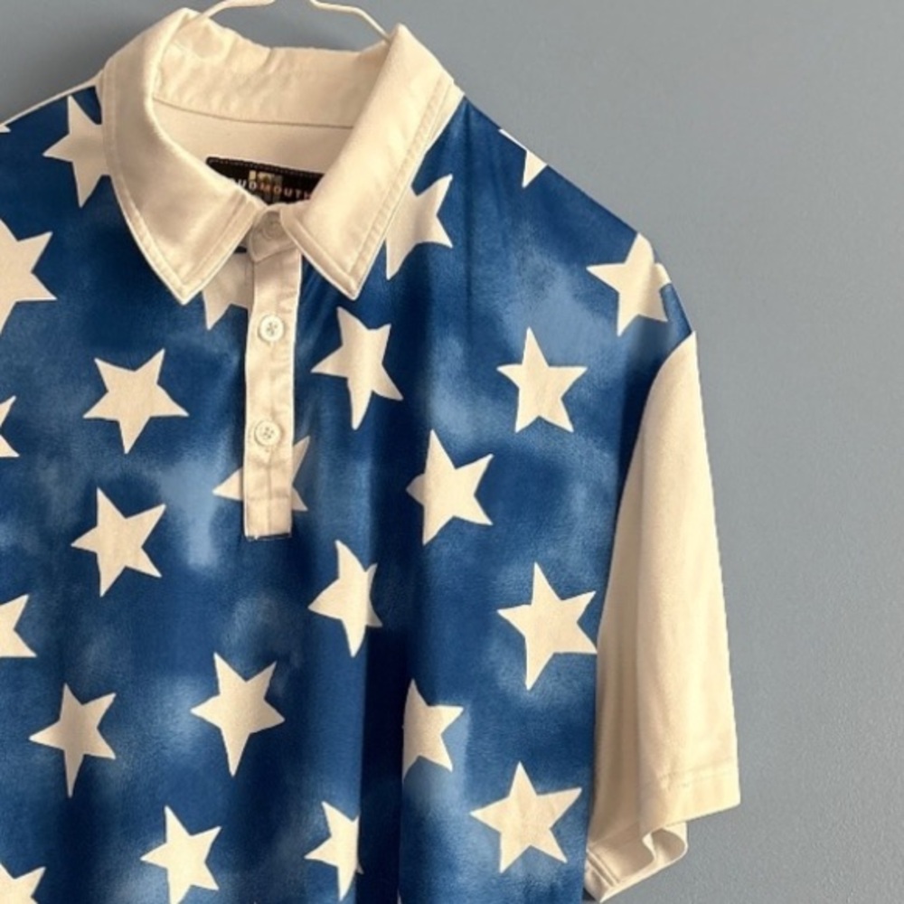 LOUDMOUTH | Blue and White Patriotic Polo | Men’s Size L - Picture 6 of 6